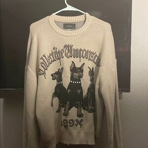 PacSun Beige Sweater with Black Graphic